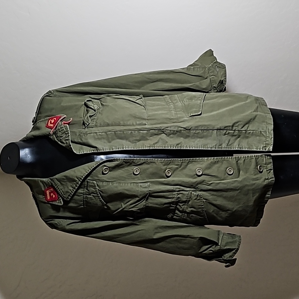 Gucci Dark Green  Red Cargo GG Logo Orange Dragon Embroidered Jacket Coat Sz. 44 - Picture 3 of 10